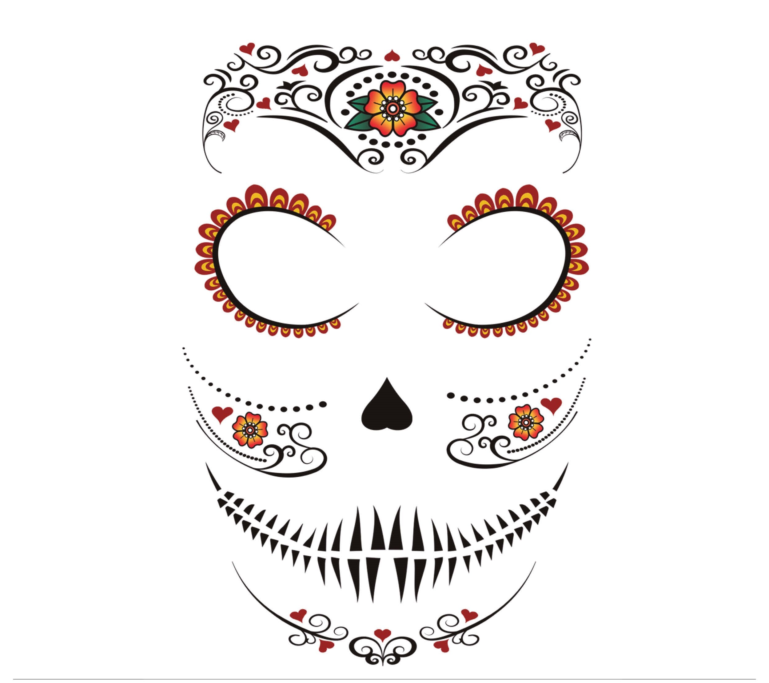 Catrina Sugar Skull Face Tattoo Day of the Dead