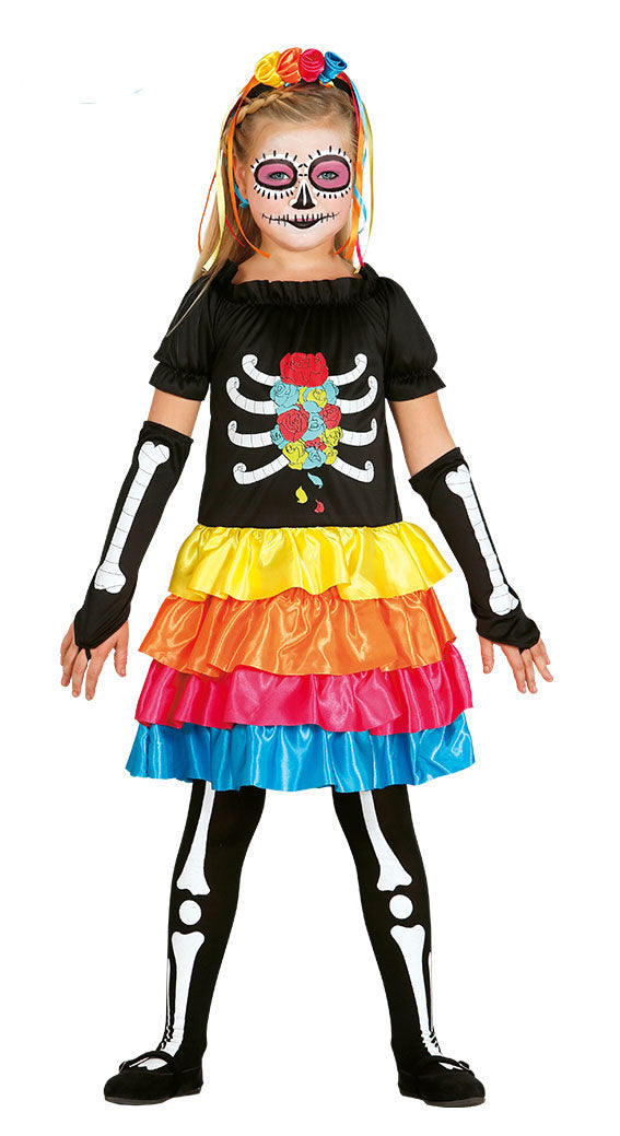 Child Mexican Day Of The Dead Costume Girls