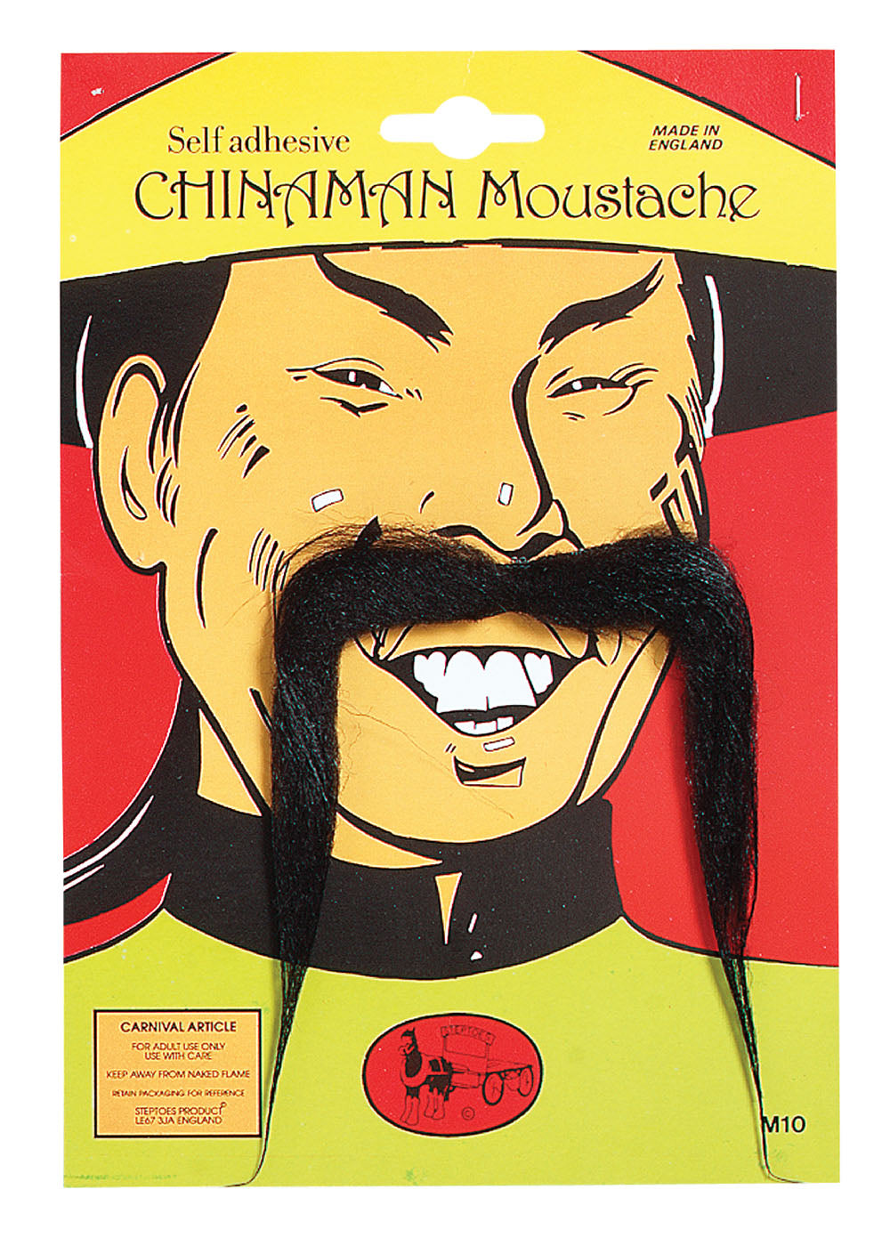 China Man stick on Moustache Fancy Dress Accessory