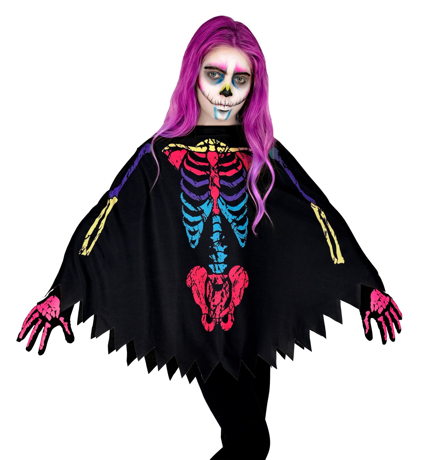 Colorful Skeleton Poncho costume Child's