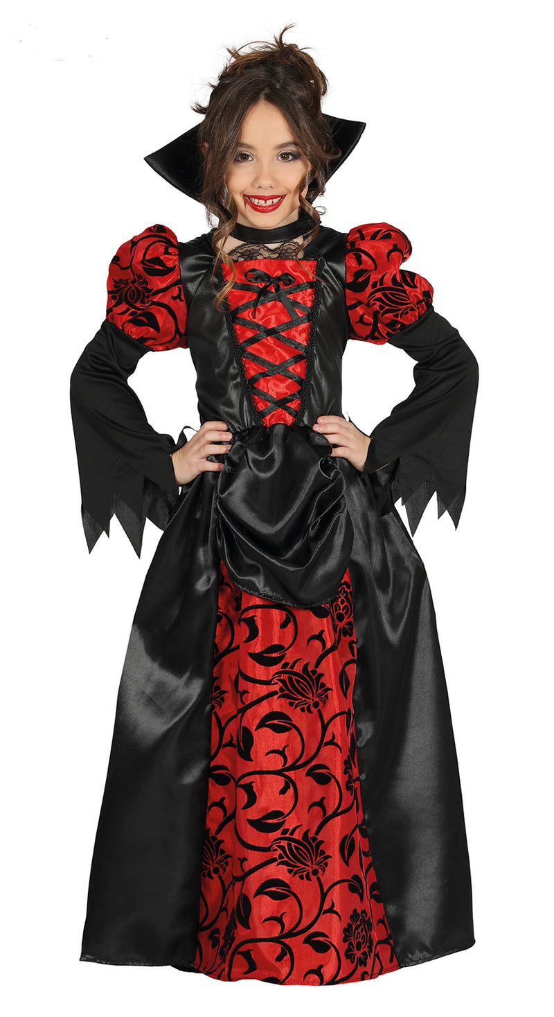Child's Countess Vampiress vampire fancy dress costume for girls.