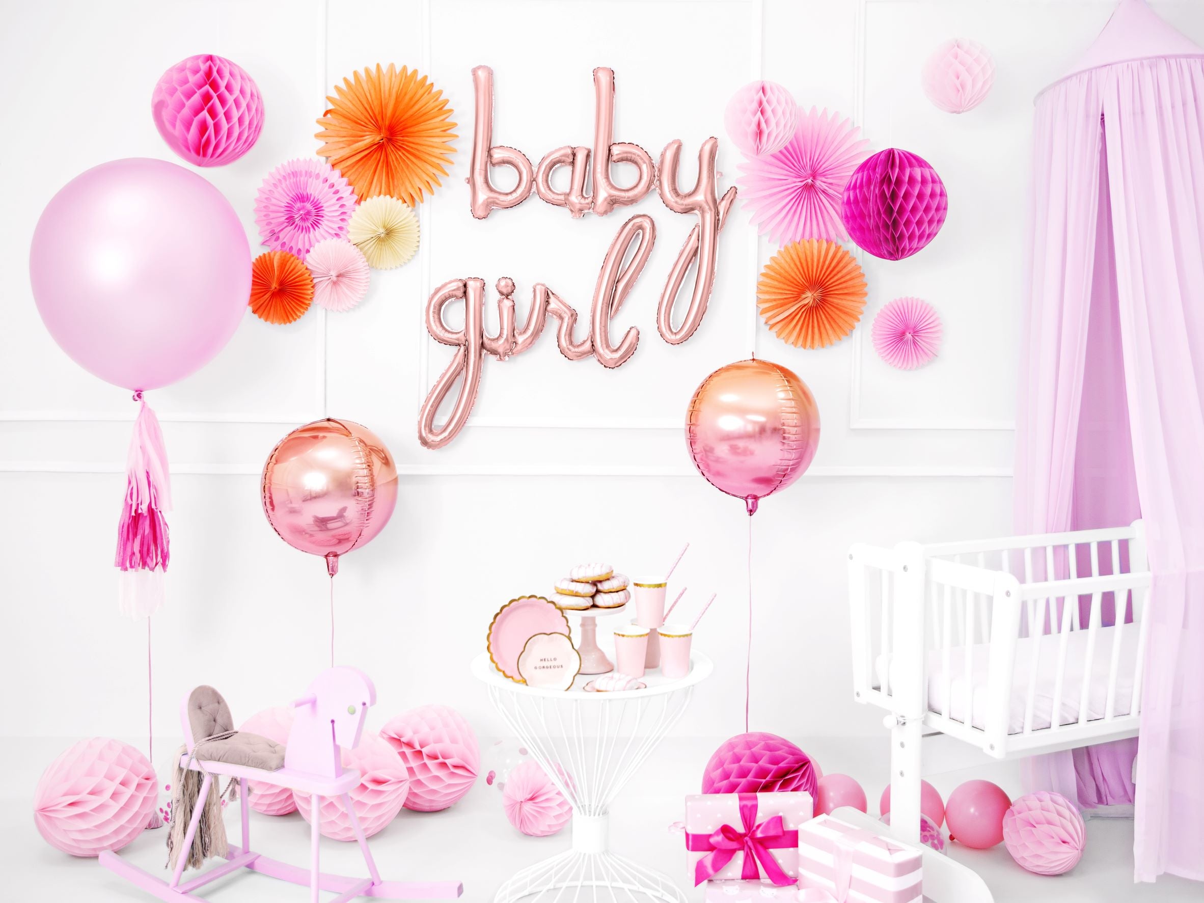 Dark Pink Honeycomb Decoration 20cm for baby shower