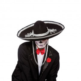 Black Mexican Sombrero with silver trim.