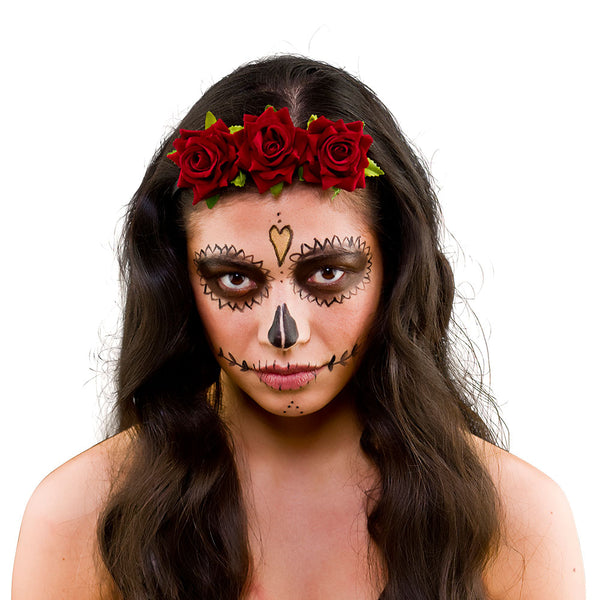 Day of the Dead Red Rose Flower Tiara