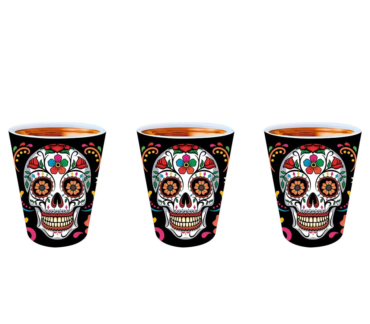 Pack of three Day of the Dead Shot Glasses Halloween Tableware