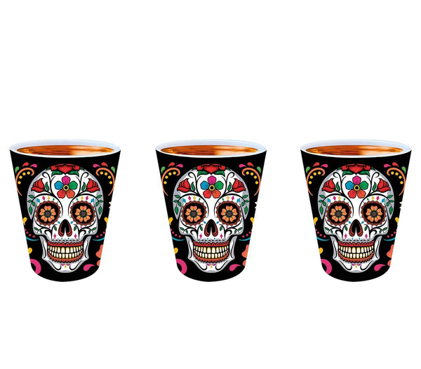 Pack of three Day of the Dead Shot Glasses Halloween Tableware