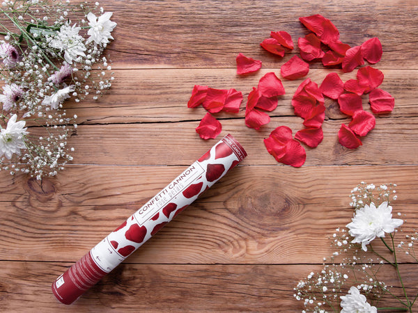 Deep Red Confetti Rose Petal Cannon 40cm for valentines or wedding party
