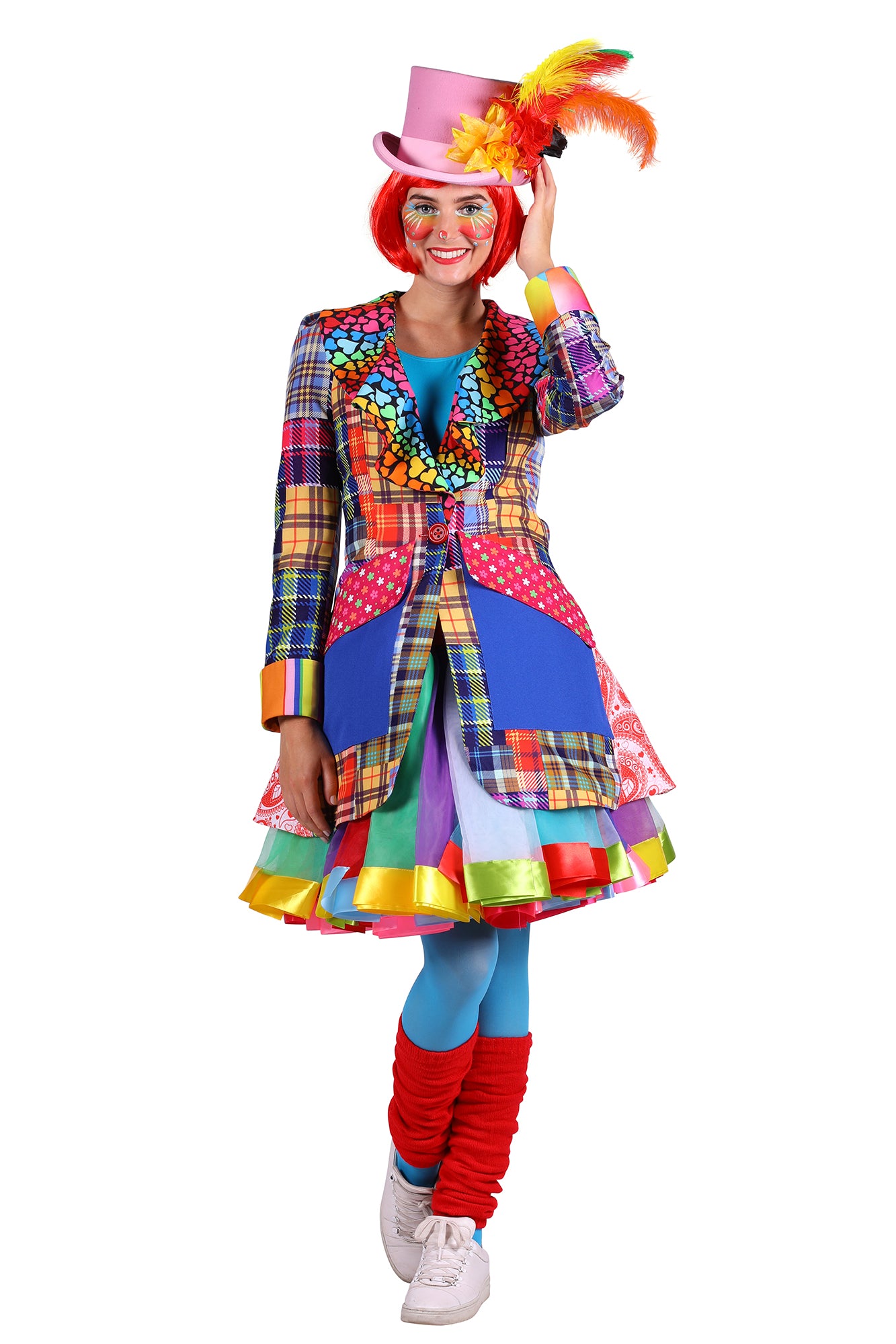 Deluxe Clown Carnival Jacket fancy dress for ladies.