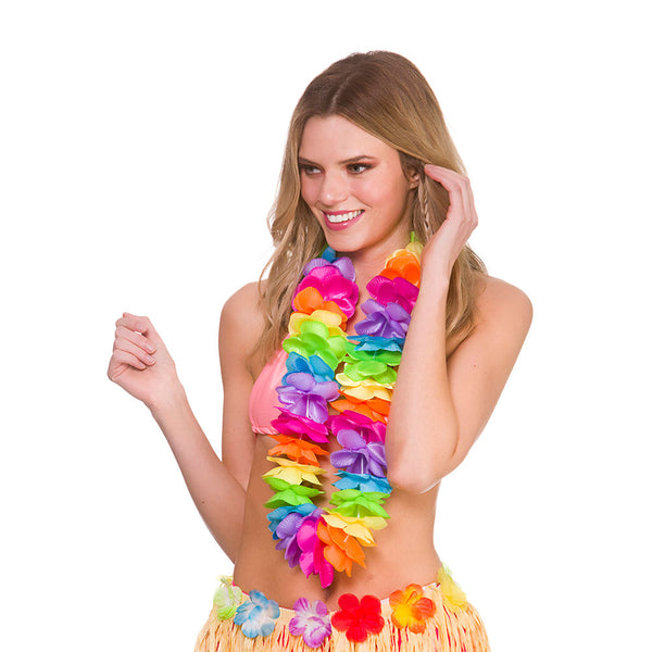 Deluxe Satin Lei Rainbow Coloured Hawaiian Leis