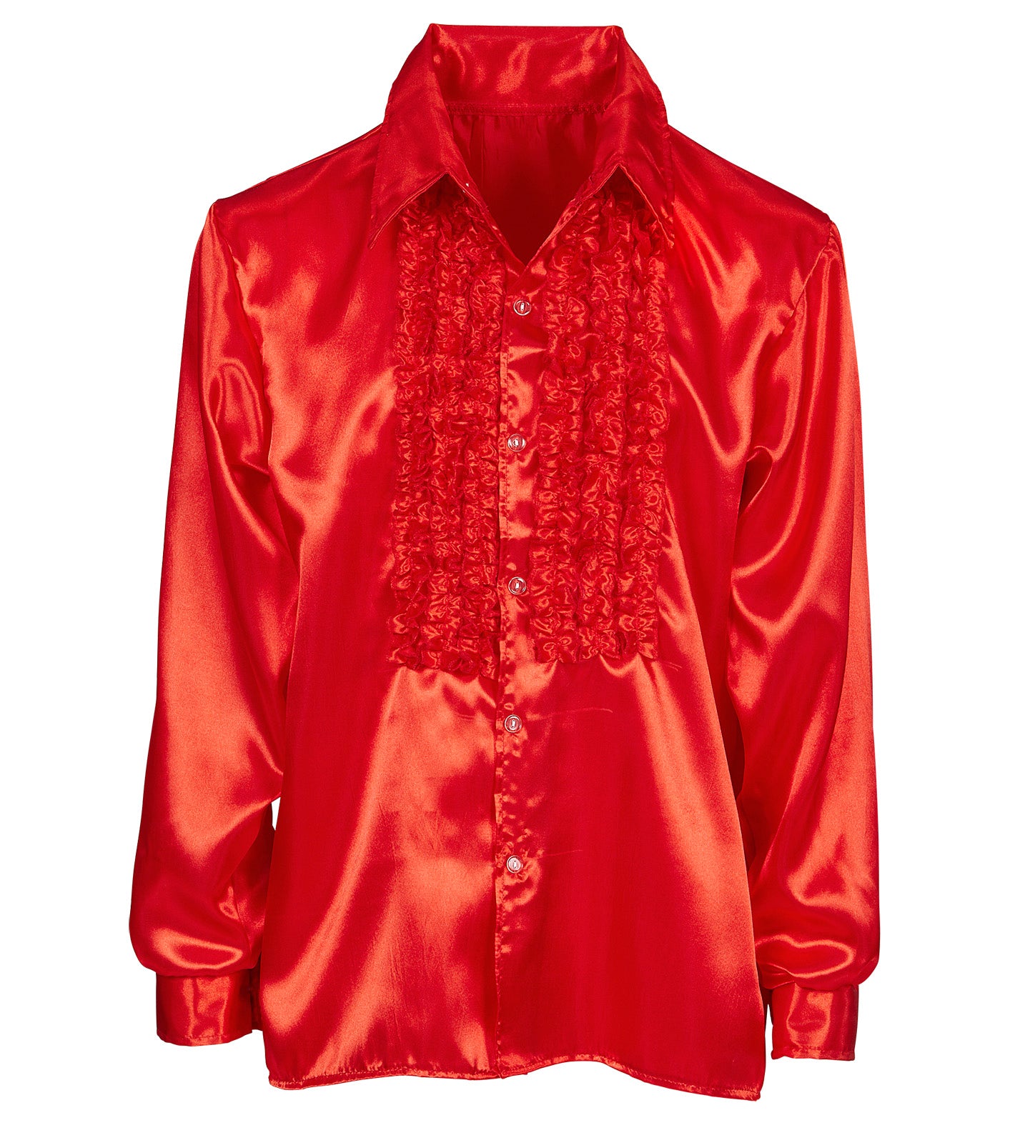 Disco Ruffle Satin Shirt Red