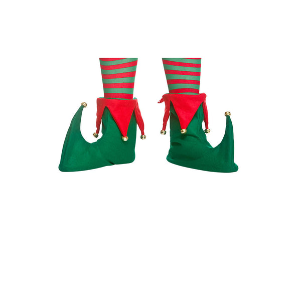 Elf Shoes Green and Red Christmas Costume Accessory