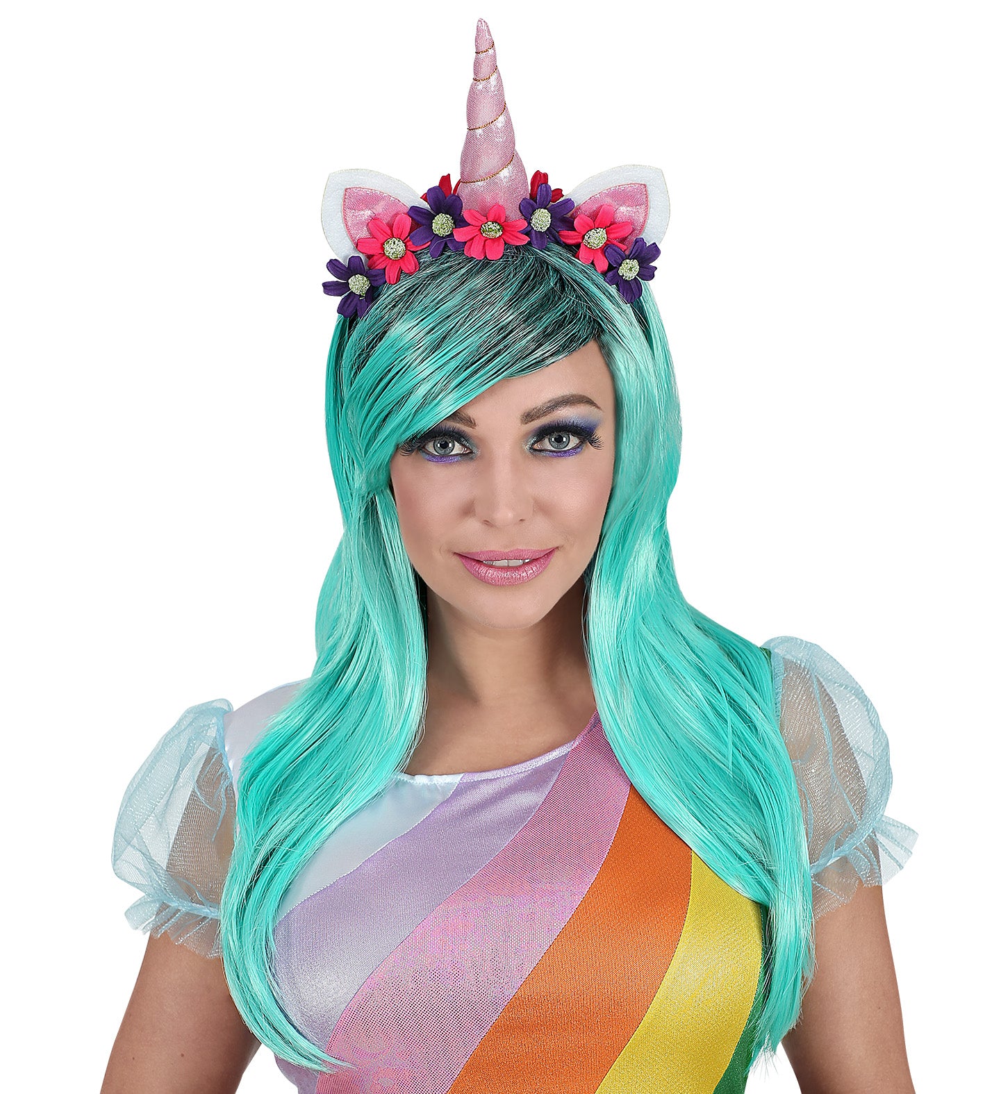 Fantasy Unicorn Wig and Flower Headpiece