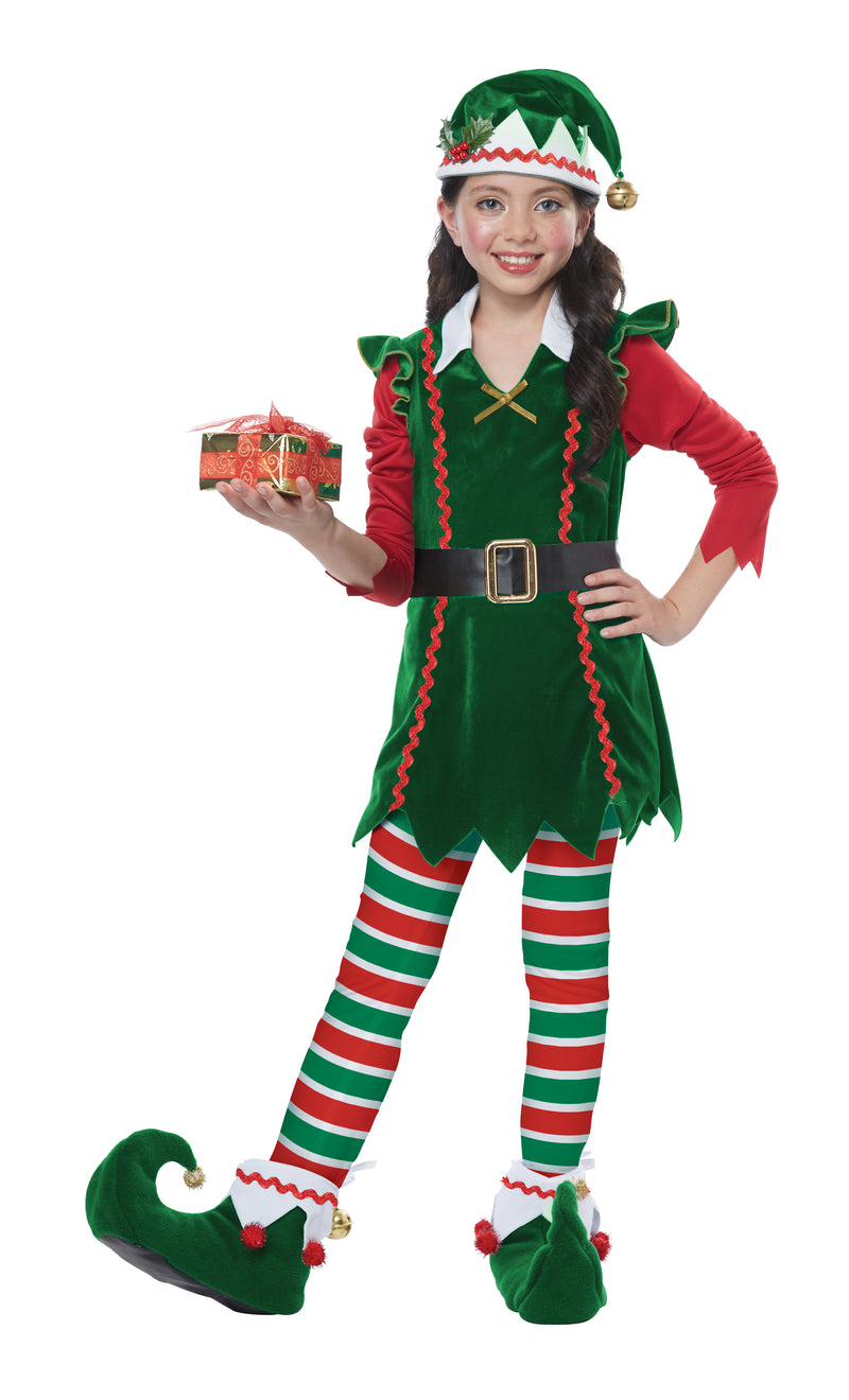 Festive Elf Girl Kids Christmas Costume