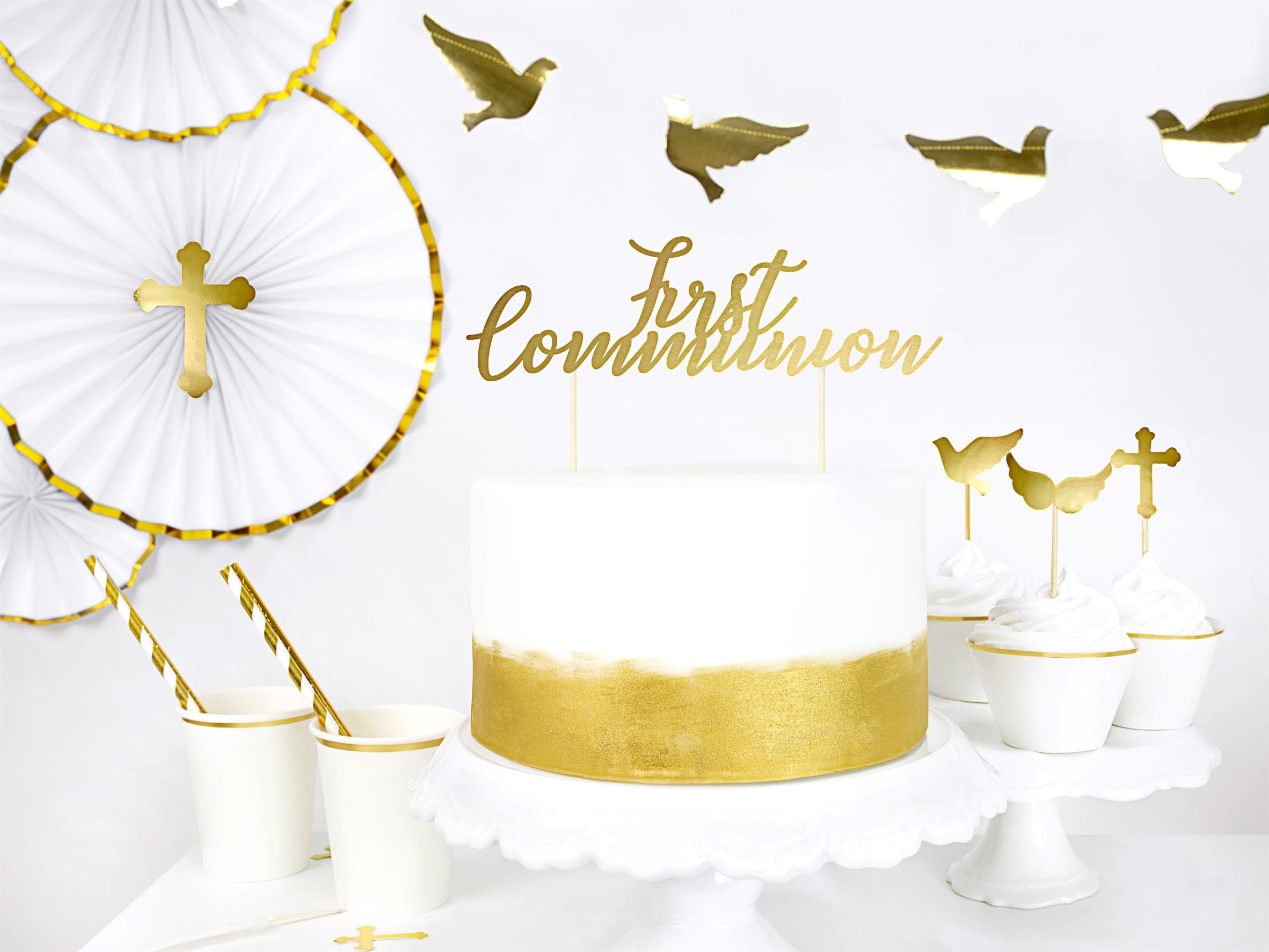 First Communion Cake Topper gold