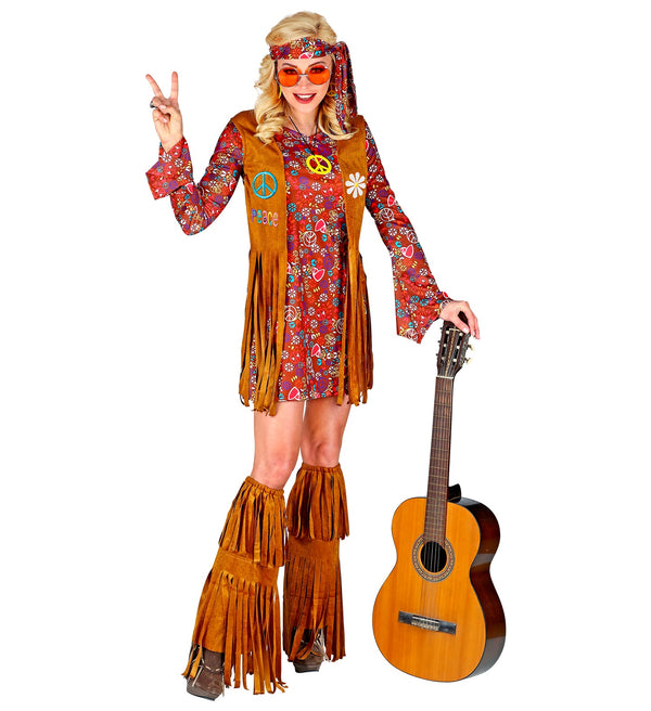 Flower Power Fringe Hippie Costume Ladies