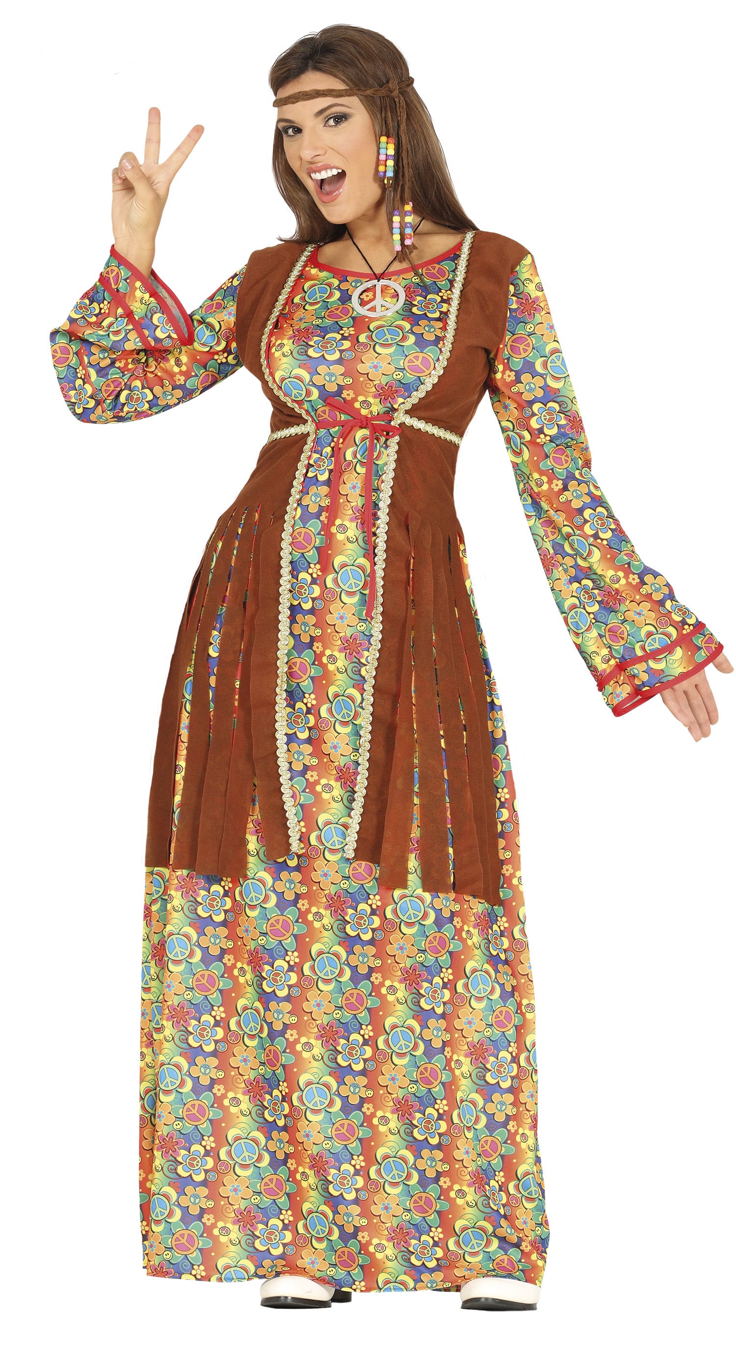 ladies Flower Daughter Hippy costume with flower pattern