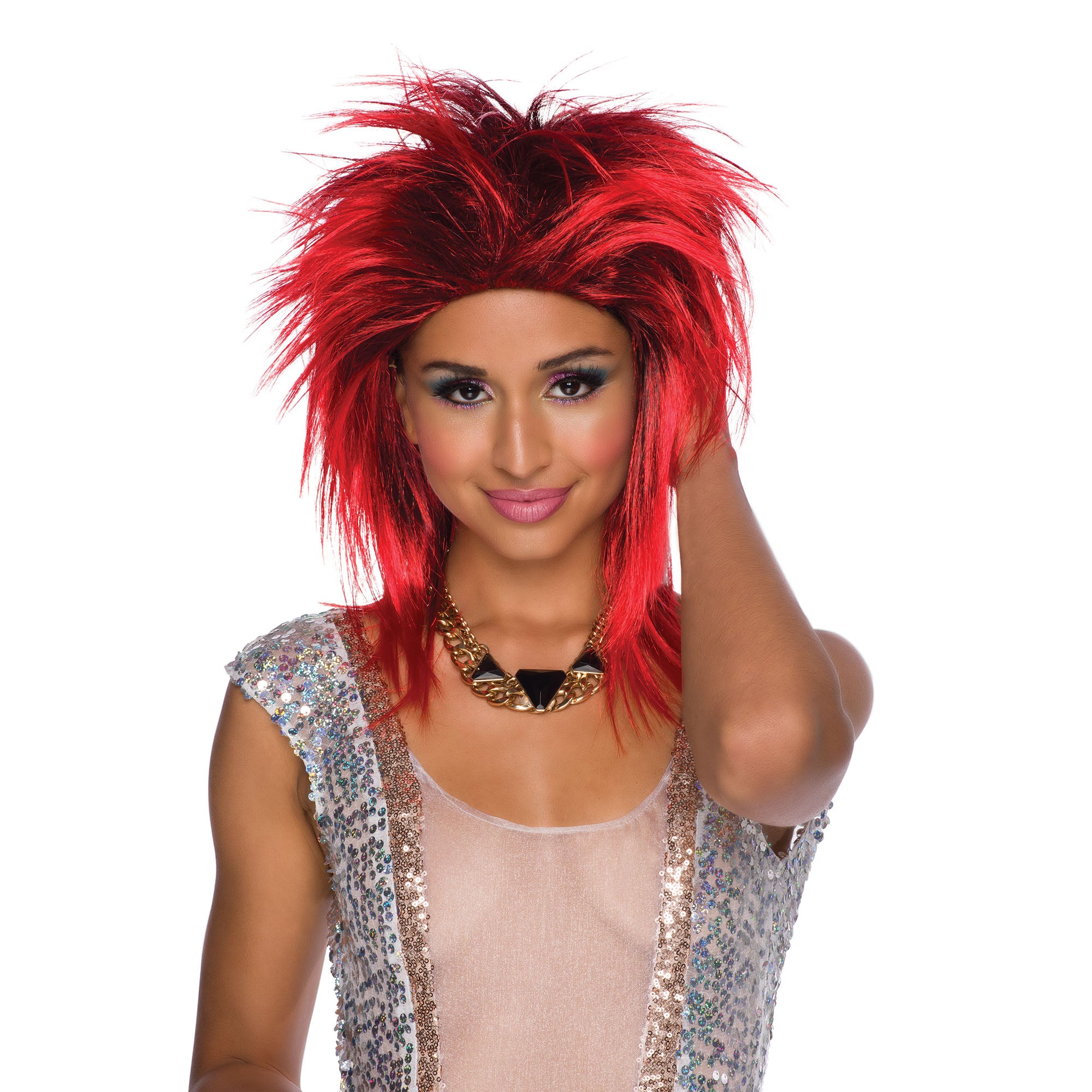 Black and Red Tina Turner fancy dress Wig 