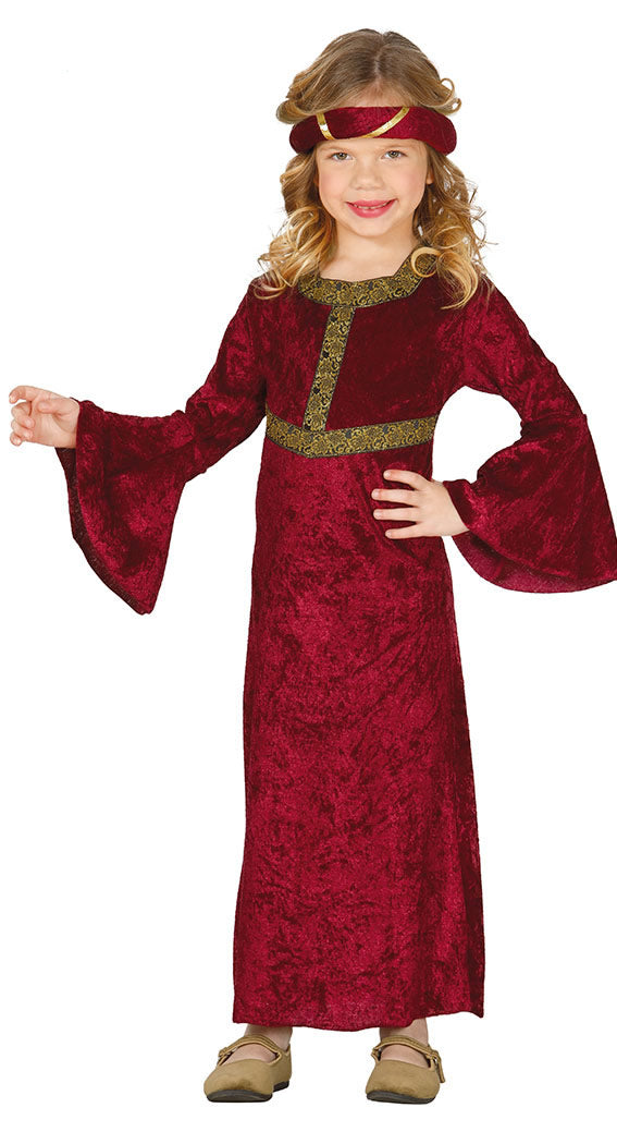 Girls Red Medieval or Renaissance Noble Lady Costume 