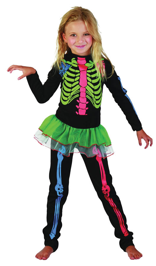 Girls Neon Skeleton Childs Costume