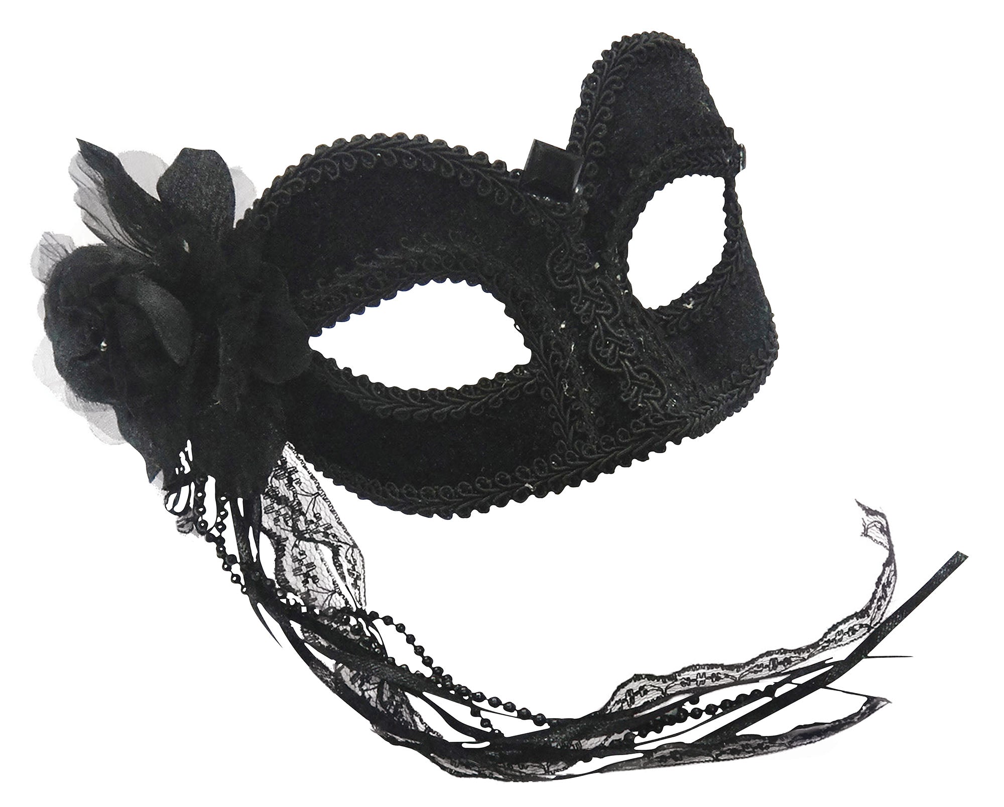 Gloria Black Velvet Masquerade Mask 