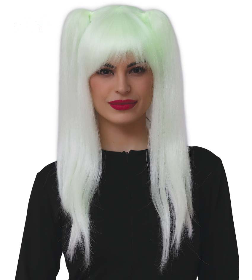 Glow In The Dark Blonde Wig with pigtails.