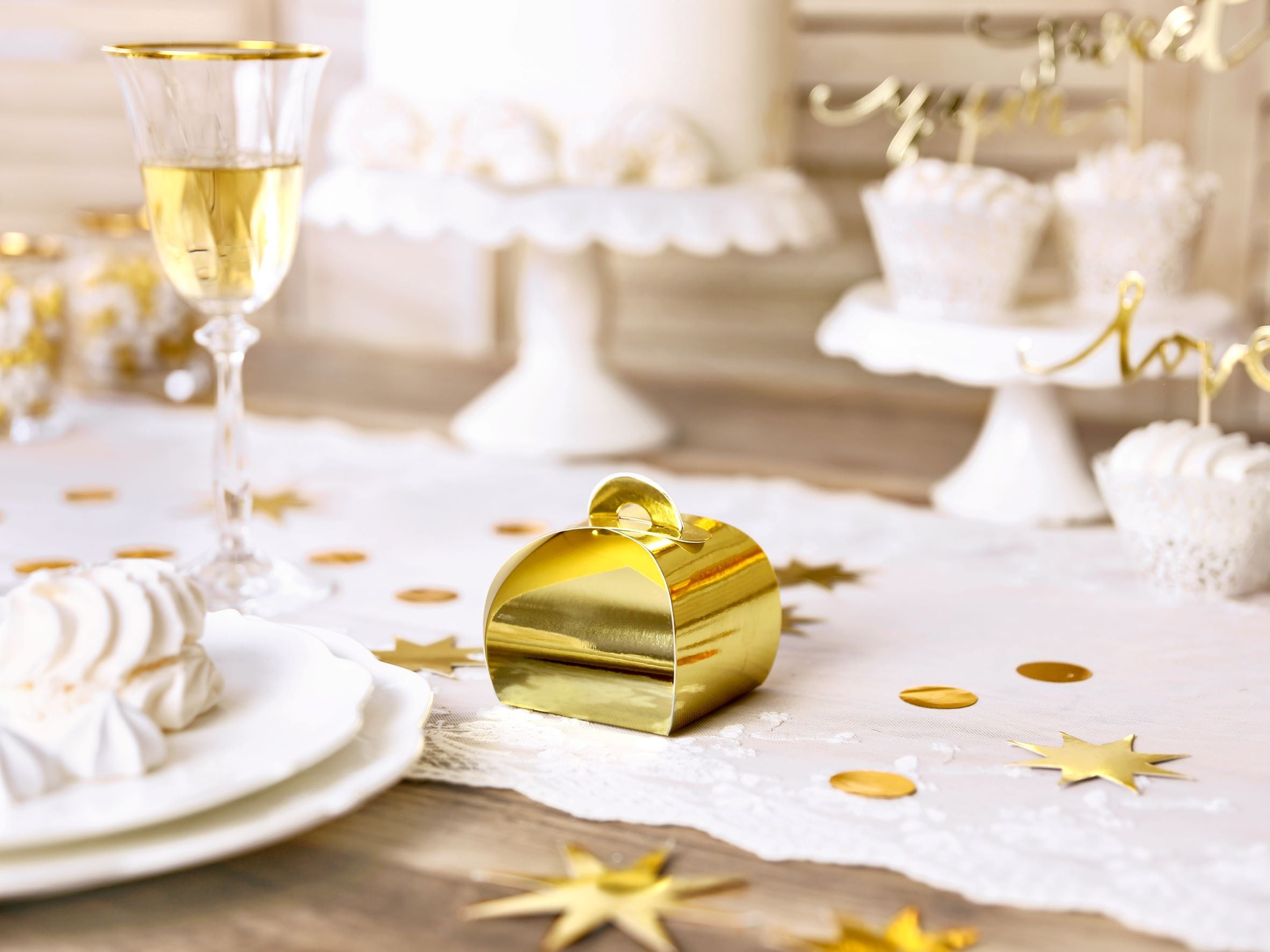Gold Boxes Wedding Favour Pack of 10