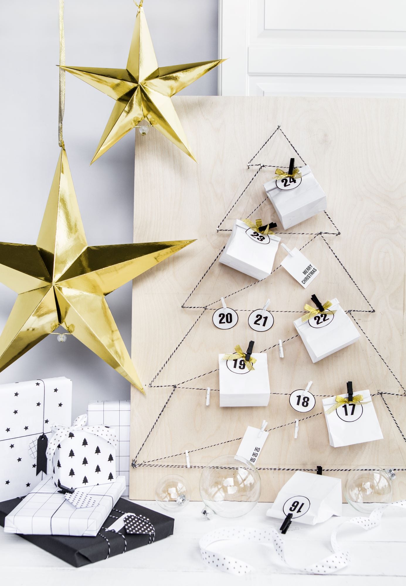 Gold Paper Star Christmas Hanging Decoration