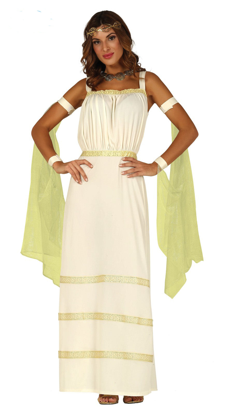 Golden Greek Goddess fancy dress costume for women.