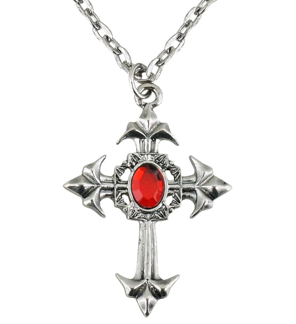 Gothic Cross Red Gem costume Jewellery 