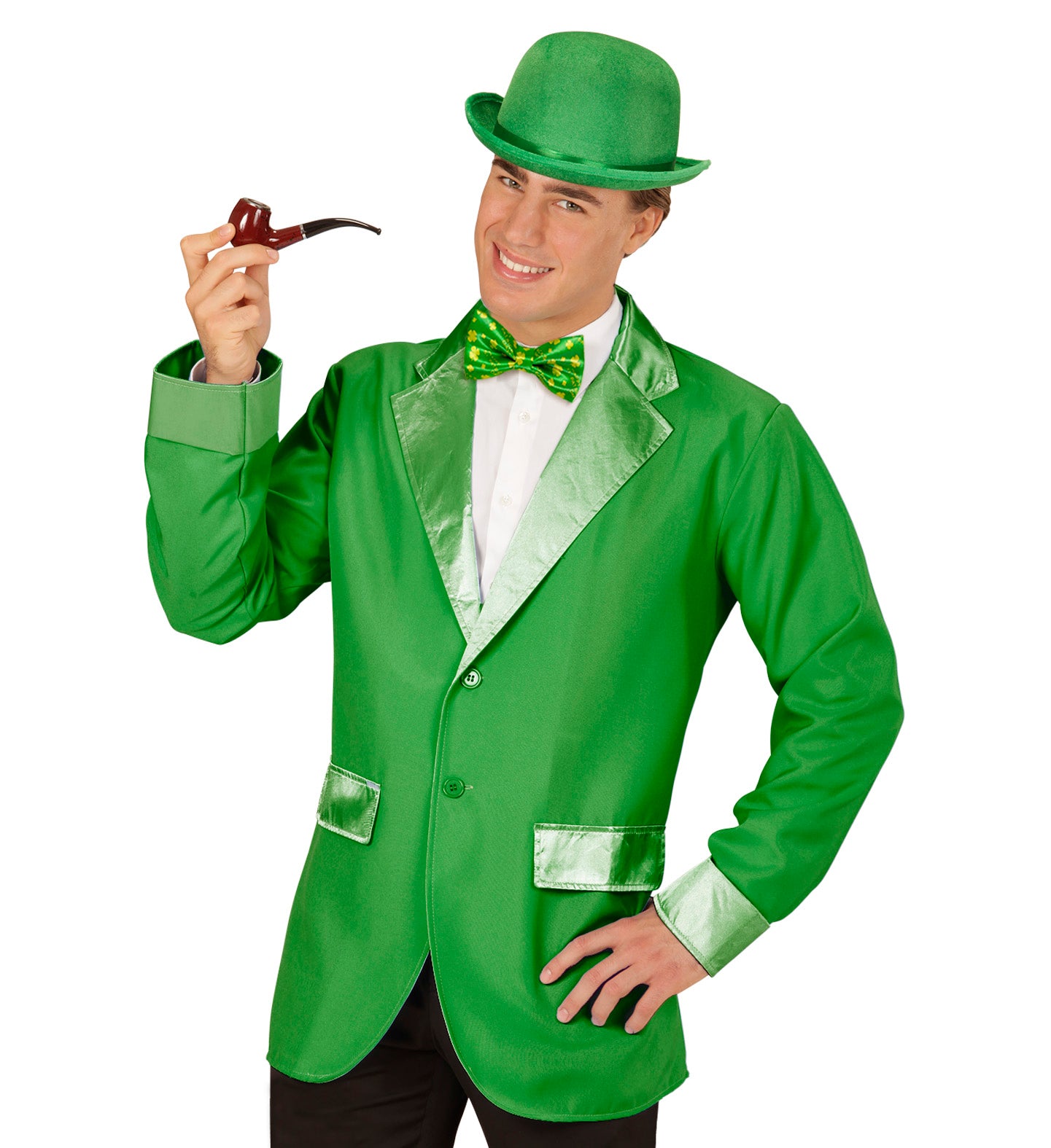 Green Satin St Patricks Day Bow Tie costume accessory