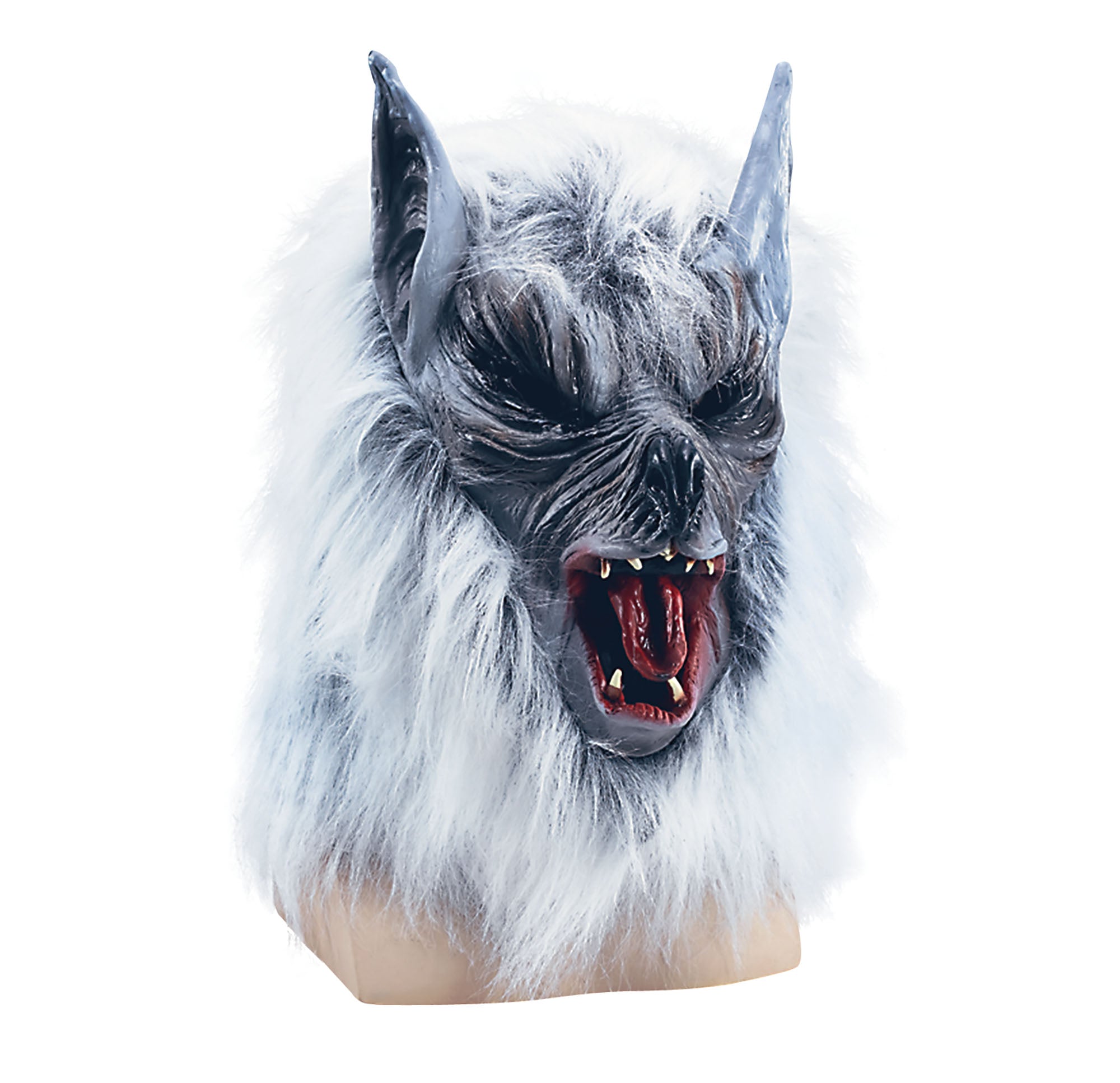 Grey Killer Wolf Mask with Fur