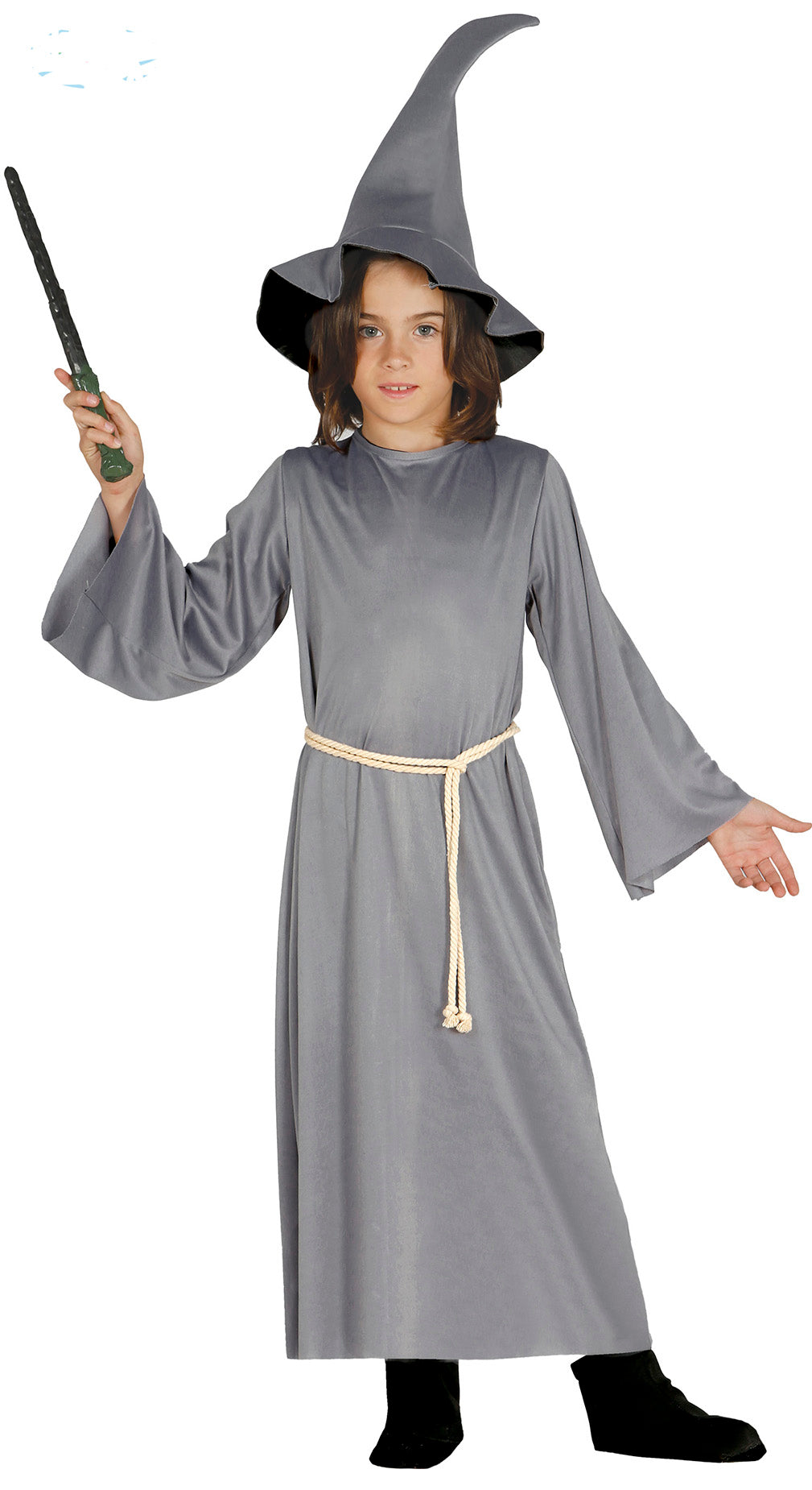 Boys Grey Wizard fancy dress costume.