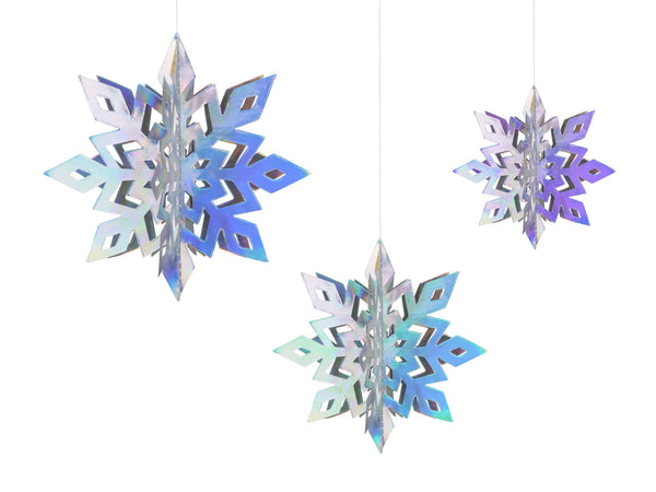 Hanging Decoration Snowflakes Iridescent Pack of 6