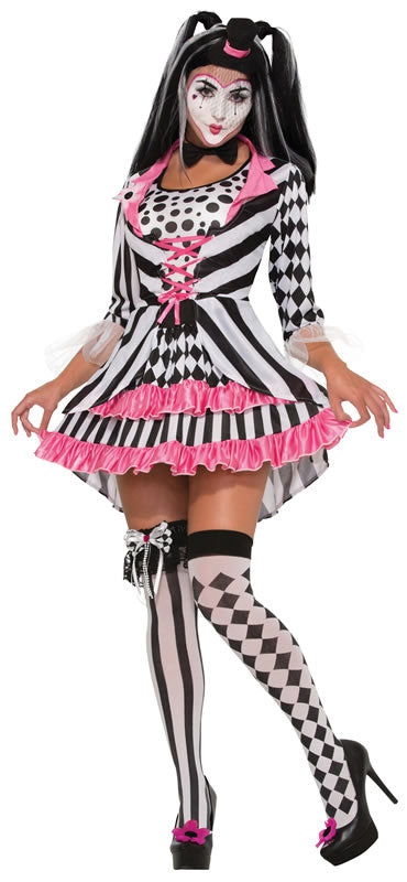 You're sure to turn some heads at the circus or ball in this Ring Mistress Harlequin Clown Costume.