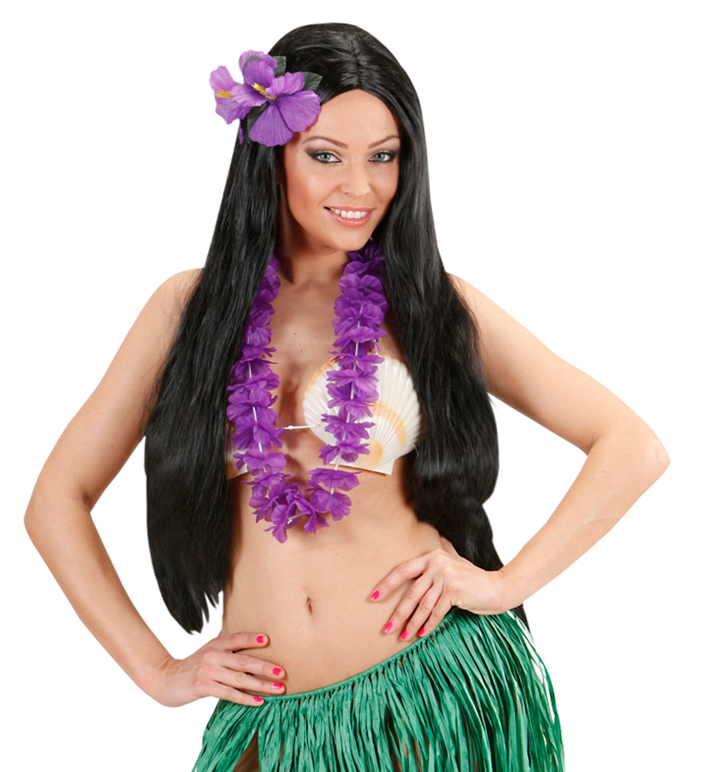 5Pcs Hawaiian Fancy Dress Hula Grass Skirt Costume Headband Lei