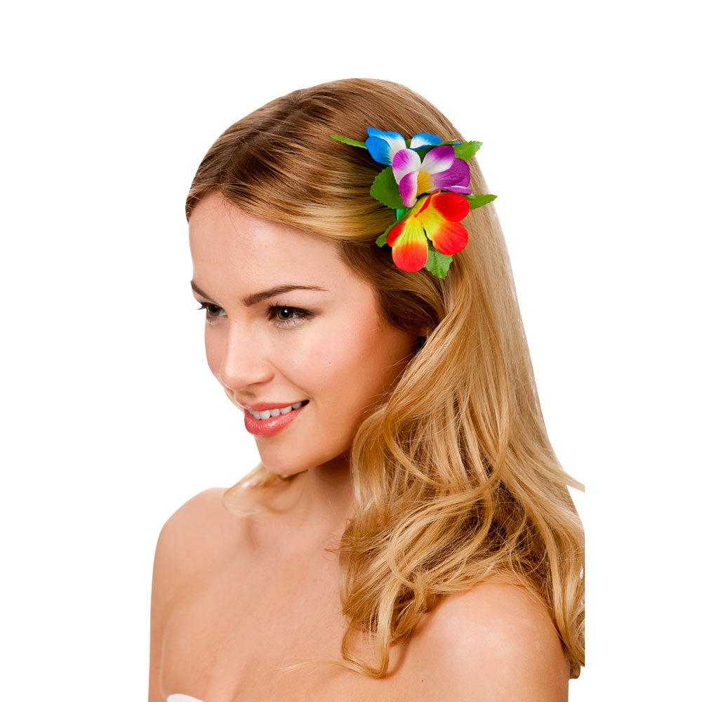 Hawaiian Multi-coloured Flower Hair Clip