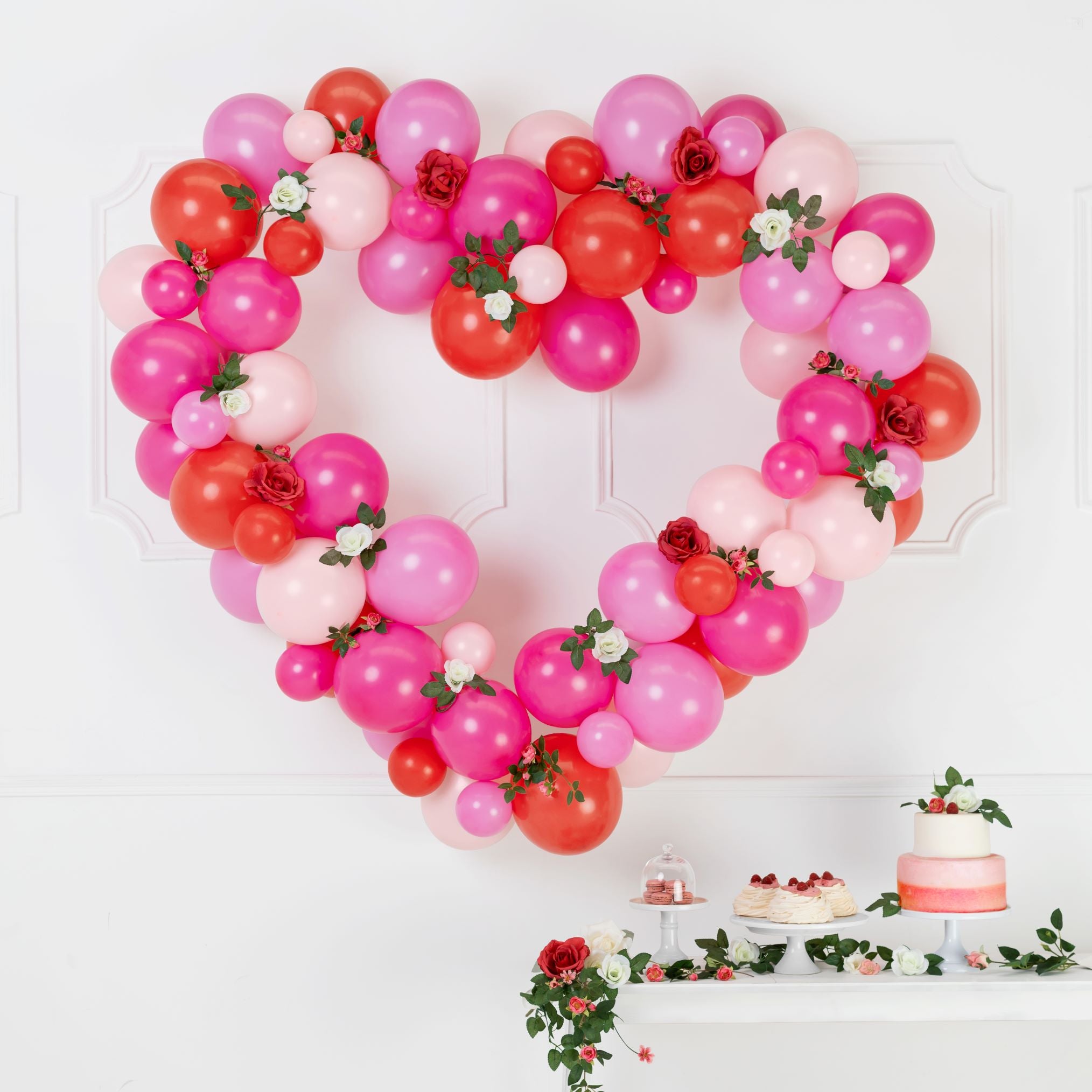Heart Balloon Garland Pink With Frame party decorations