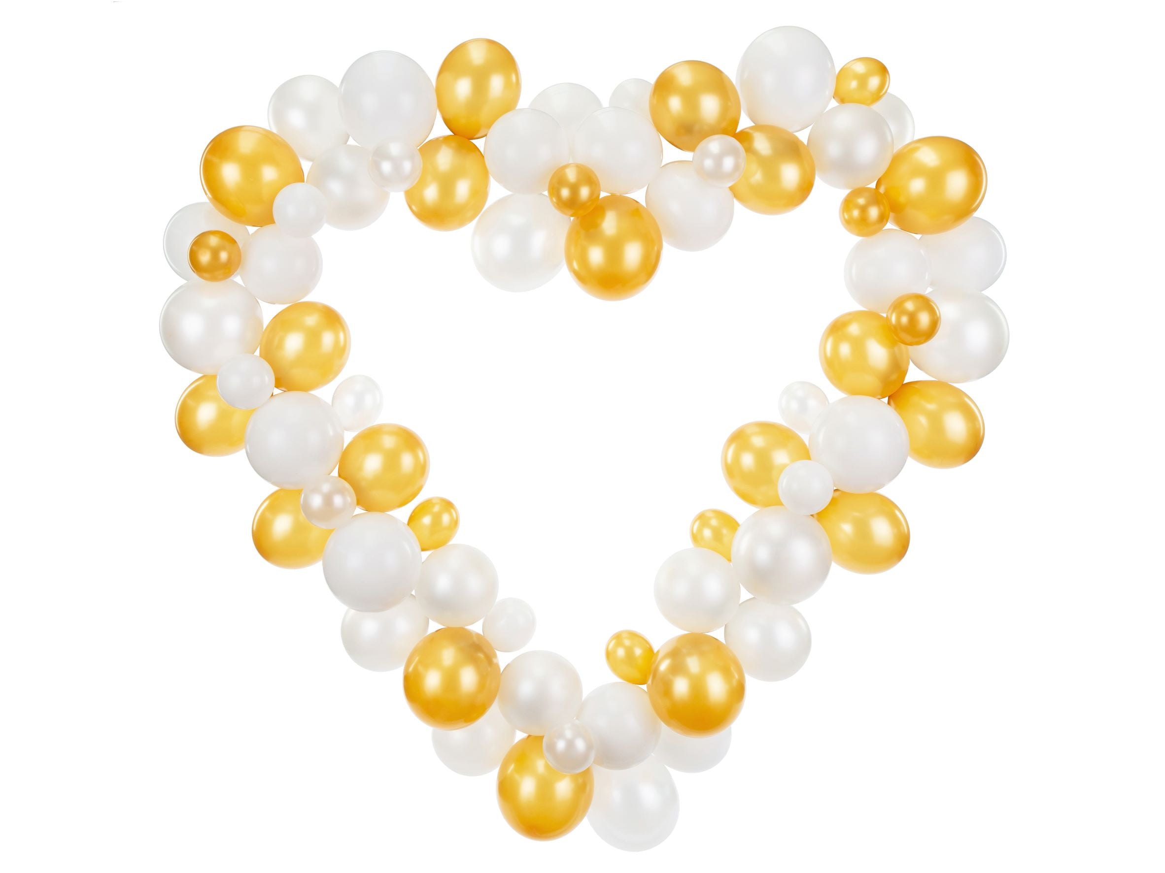 Heart Balloon Garland White and Gold, 200cm