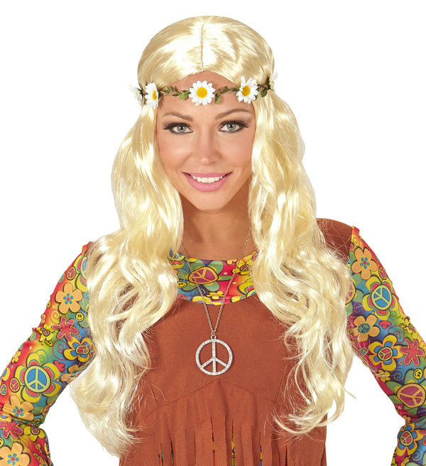 Hippie Blonde Wig with Daisy Headband