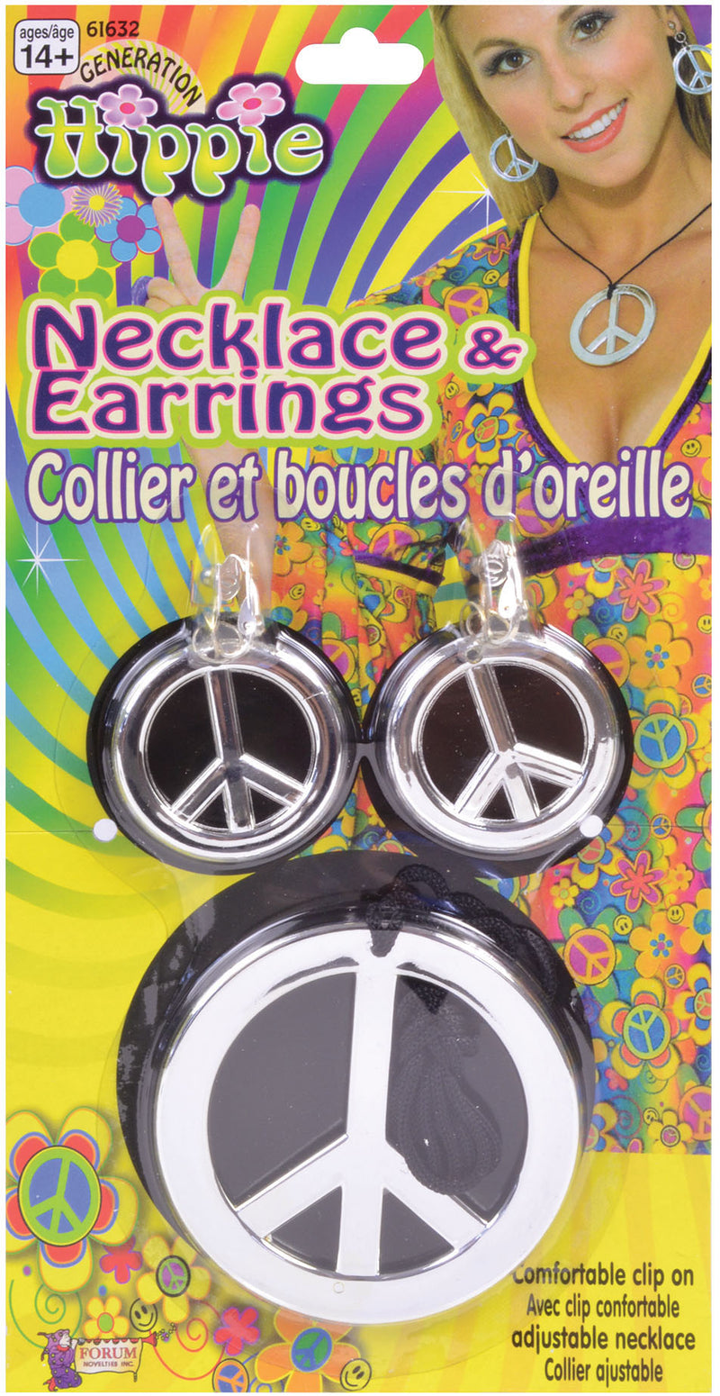 1960's Hippie Peace Necklace & Earrings