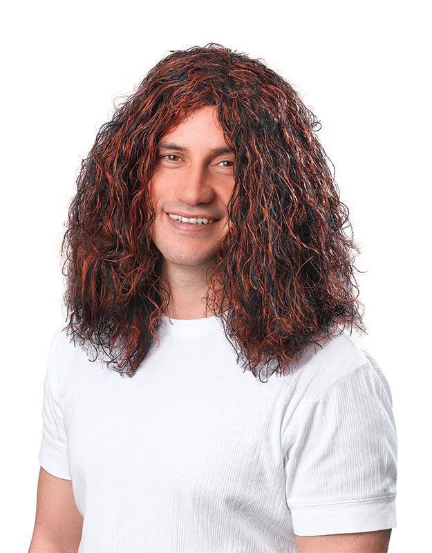 Mens Long Brown Black Hippy Wig