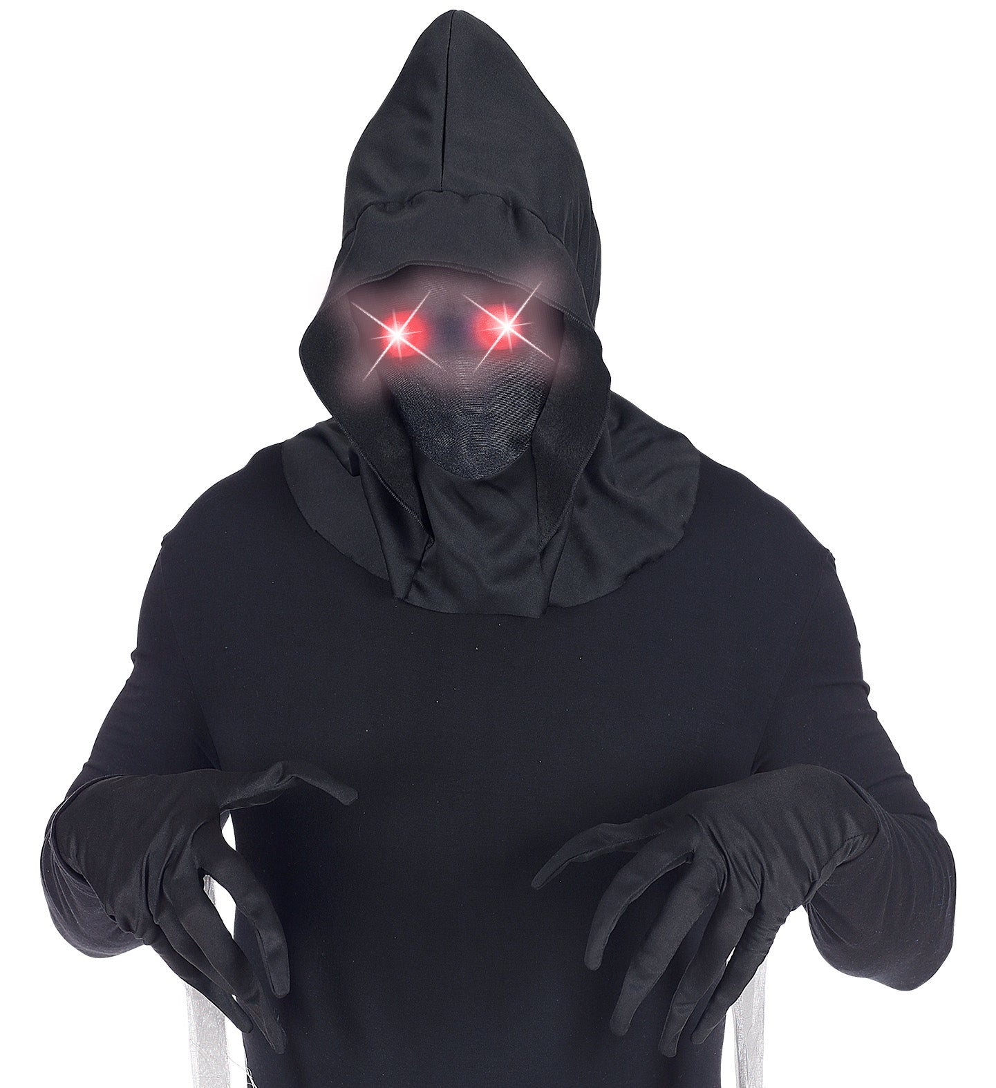 Hooded Faceless Mask with Red Light Up Eyes Halloween costume accessory