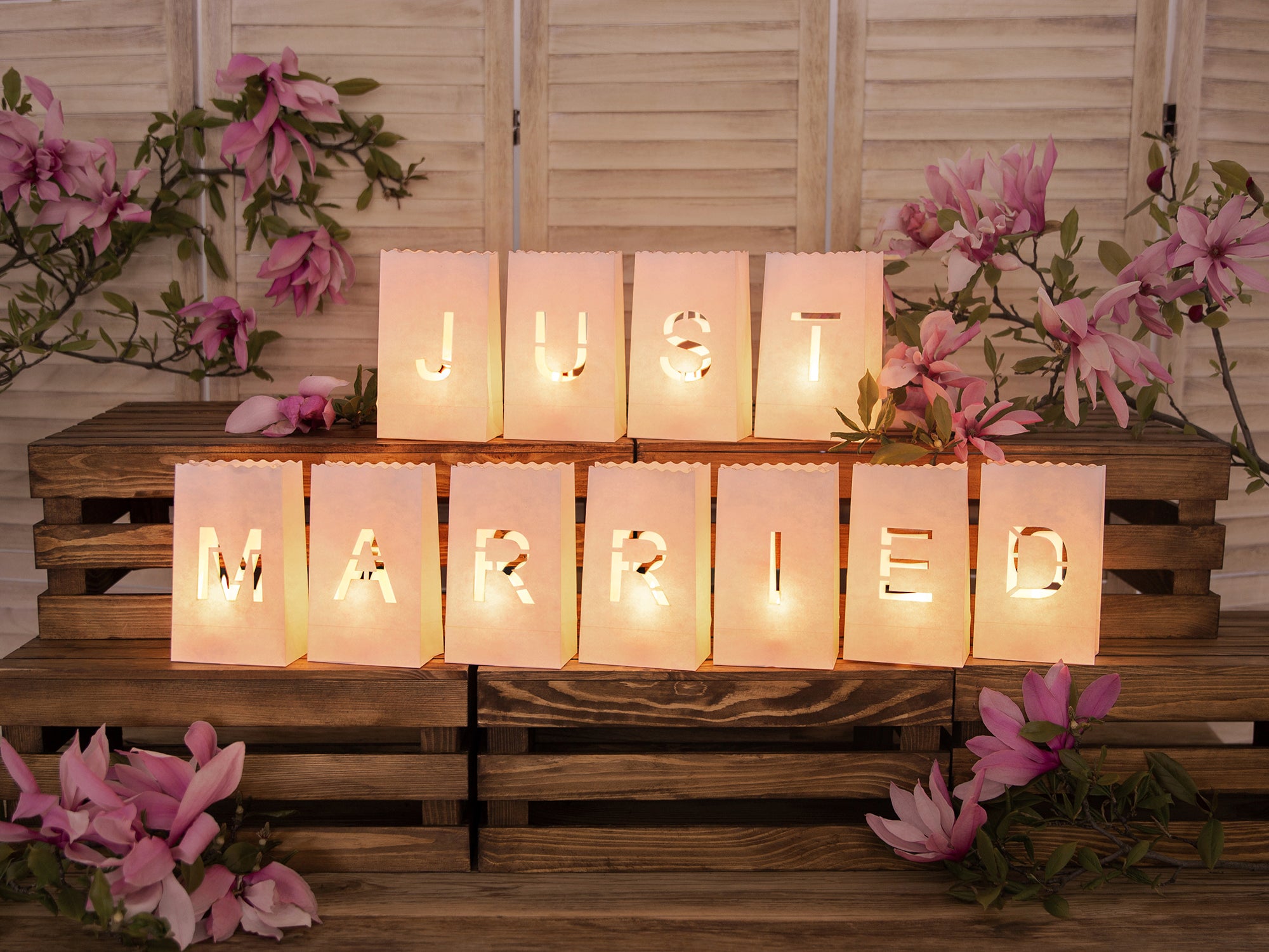 Just Married Candle Lantern Bags