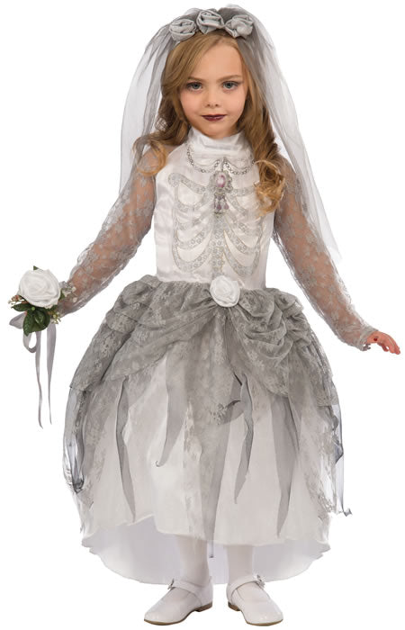 Kids White Skeleton Bride Costume