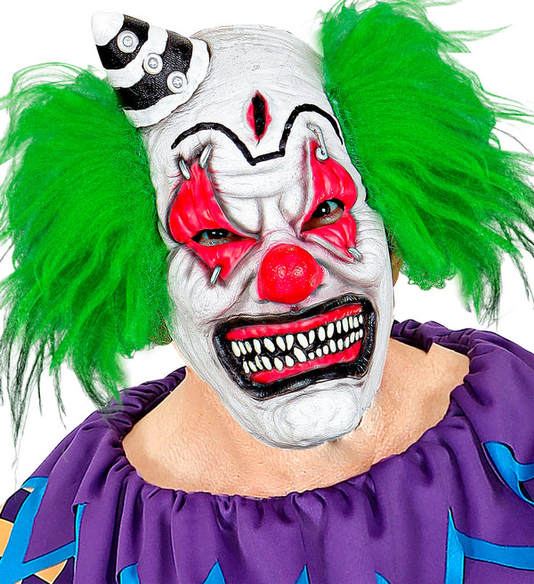 Killer Clown Mask With Green Hair