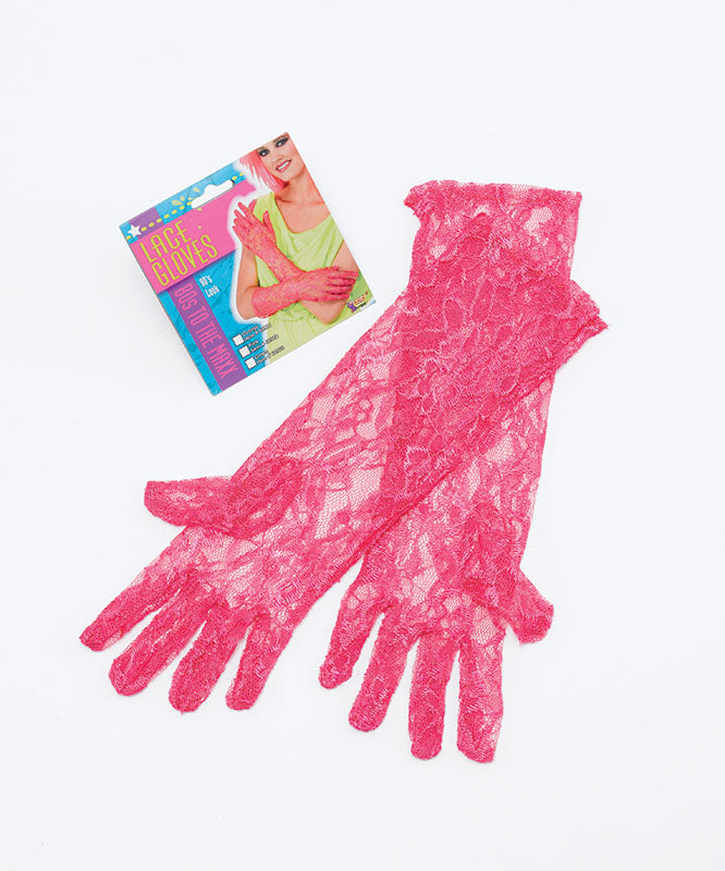 1980's Lace Gloves pink