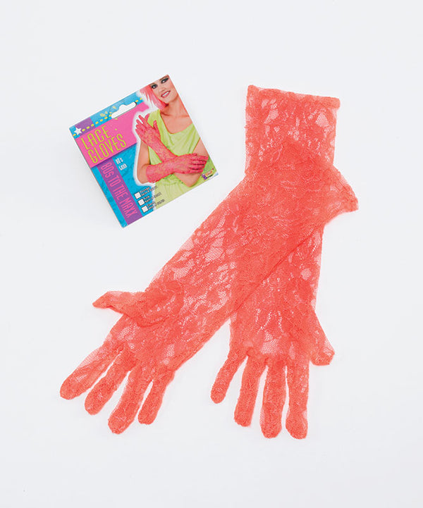 1980's Lace Gloves Orange