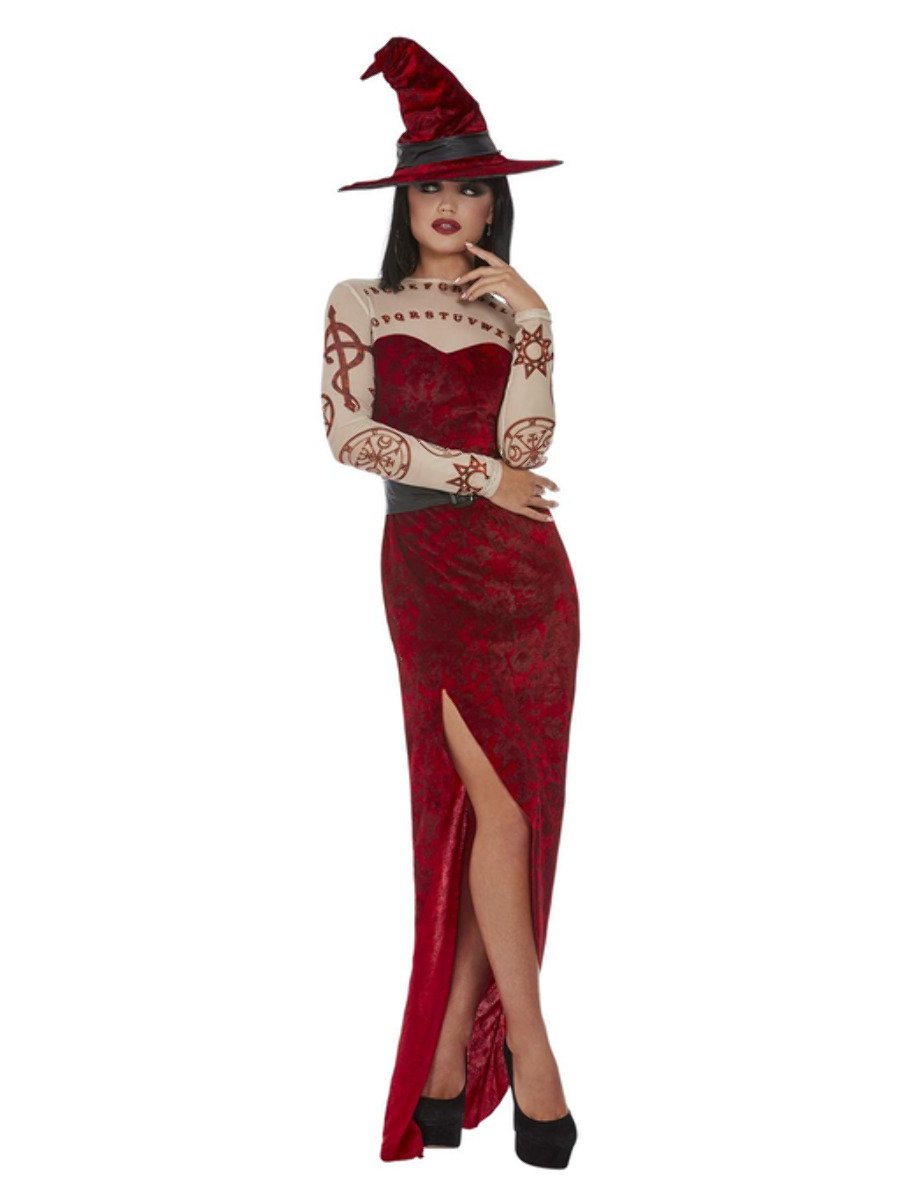 Ladies Satanic Red Witch Fancy Dress Halloween Costume