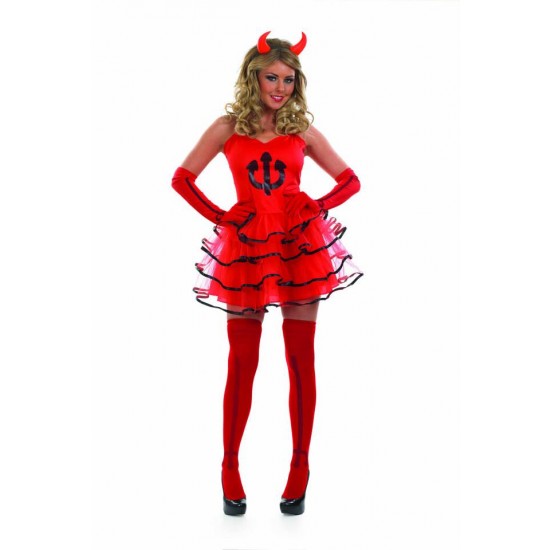 Ladies Sexy Devil Tutu Halloween Fancy Dress Costume 