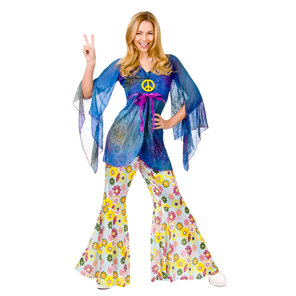 Ladies Woodstock Hippie 60s Fancy Dress Costume